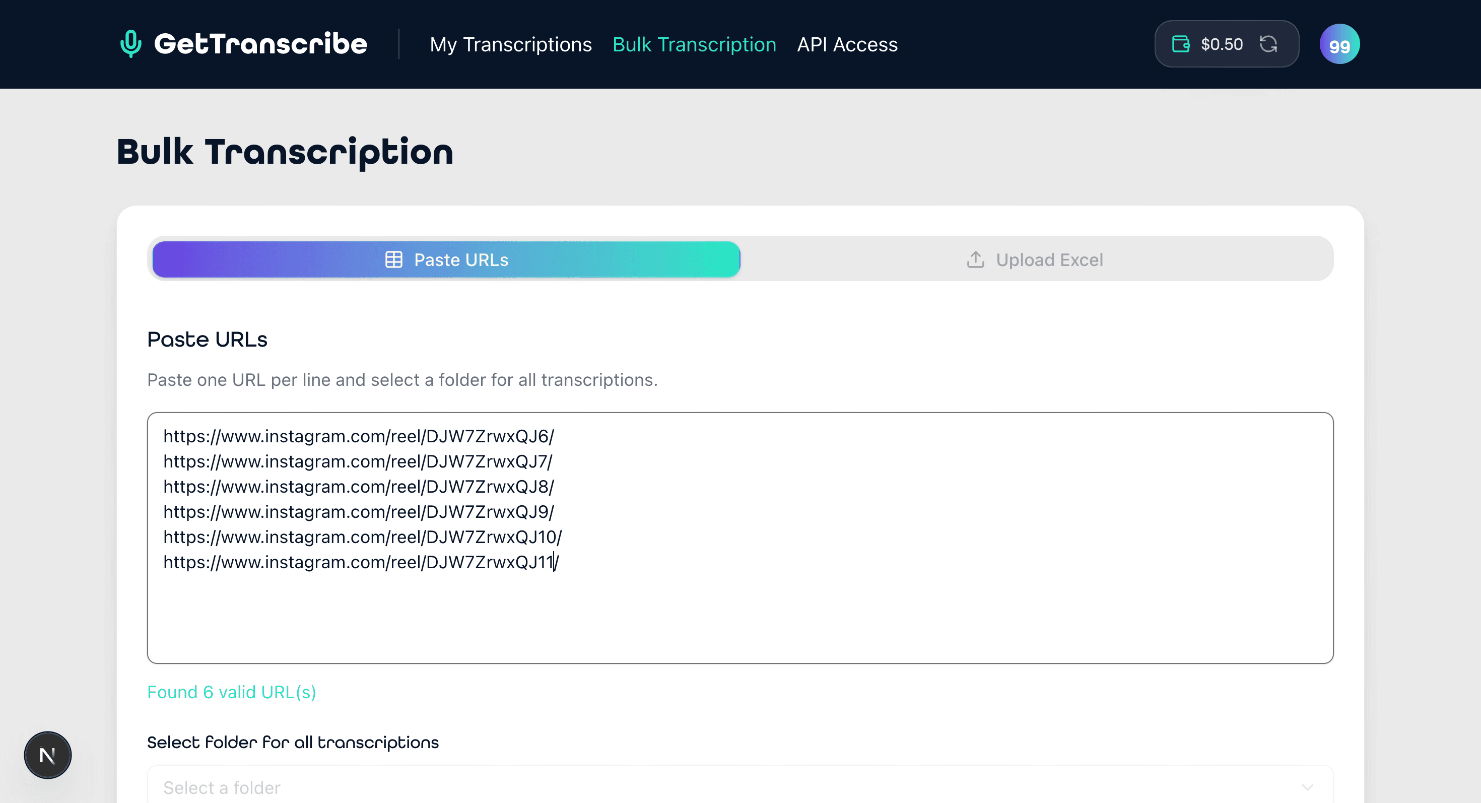 GetTranscribe Bulk Transcription